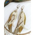 Multi layered earrings made from genuine leather