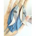 long leather feather blue beige  earrings genuine leather jewelry