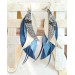 long leather feather blue beige  earrings genuine leather jewelry