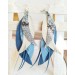 long leather feather blue beige  earrings genuine leather jewelry
