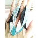 long leather feather turquoise white earrings genuine leather jewelry
