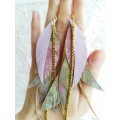 Multi layered earrings made from genuine leather