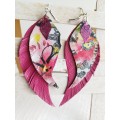 Long feathers earrings genuine leather jewelry  