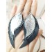 Long feathers earrings genuine leather jewelry  