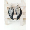 Long feathers earrings genuine leather jewelry  