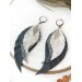 Long feathers earrings genuine leather jewelry  