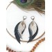 Long feathers earrings genuine leather jewelry  