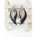 Long feathers earrings genuine leather jewelry  