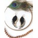 medium feathers earrings genuine leather jewelry  