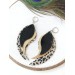 medium feathers earrings genuine leather jewelry  